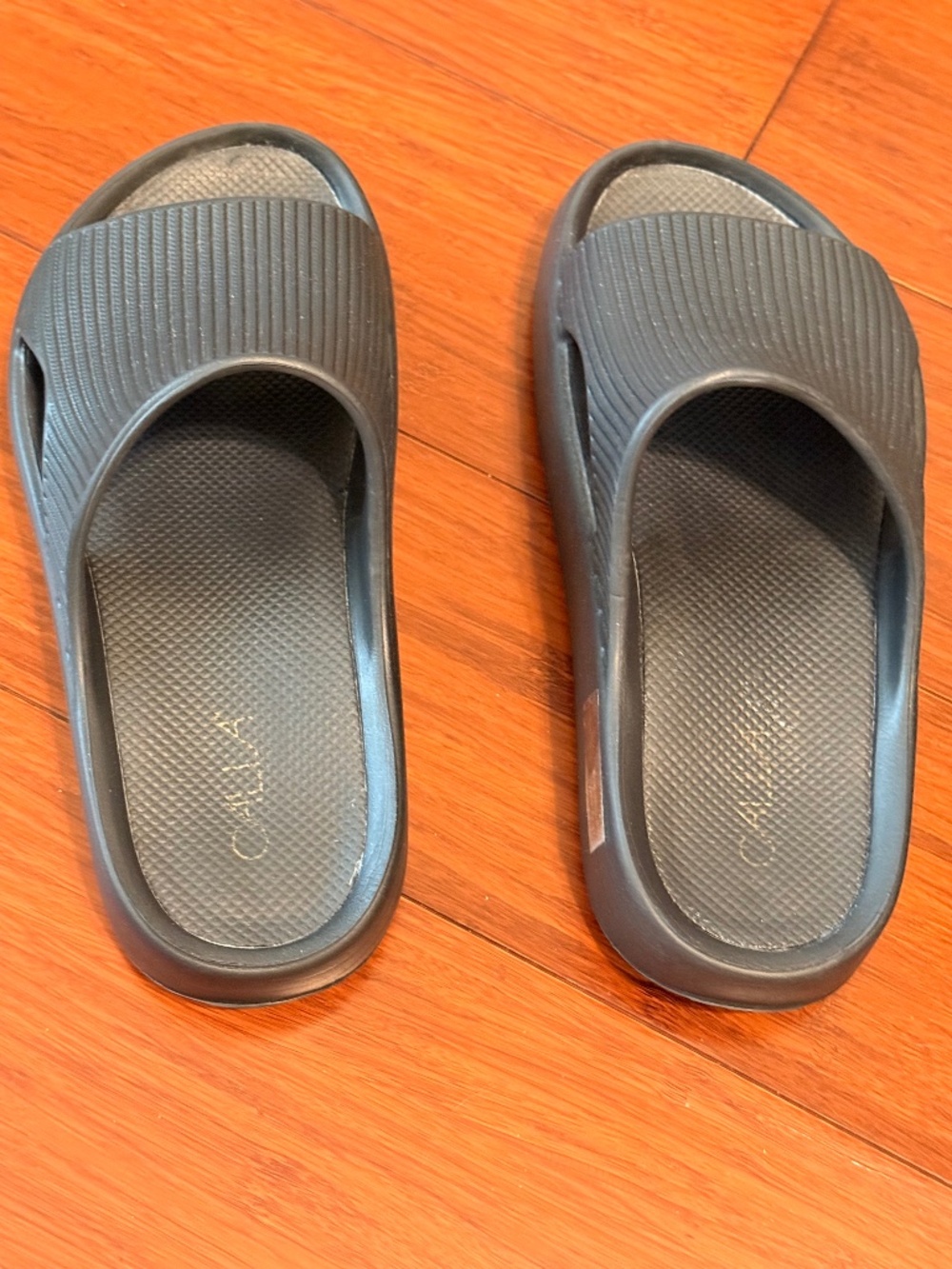 Calia Black Molded Platform Slides - Slightly Used